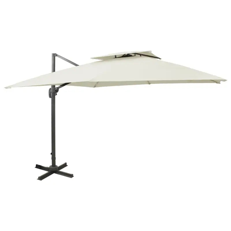 Zweefparasol met dubbel dak voor schaduw en bescherming bij zware regenval - Zand / 300 x 300 cm / 1 - Parasols