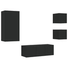 Zwevend TV-meubel met rgb led-verlichting en bewerkt hout - Tv-meubels