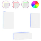 Zwevend tv-meubel met rgb led-verlichting en bewerkt hout - Tv-meubels