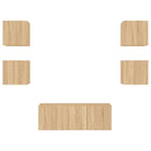 Zwevend Tv-Meubel van Bewerkt Hout met RGB LED-Verlichting - Tv-meubels