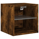 Zwevende tv-meubel met RGB LED-verlichting van bewerkt hout - Tv-meubels