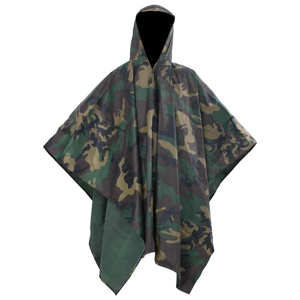 Regenponcho voor kamperen/wandelen leger waterdicht camouflage