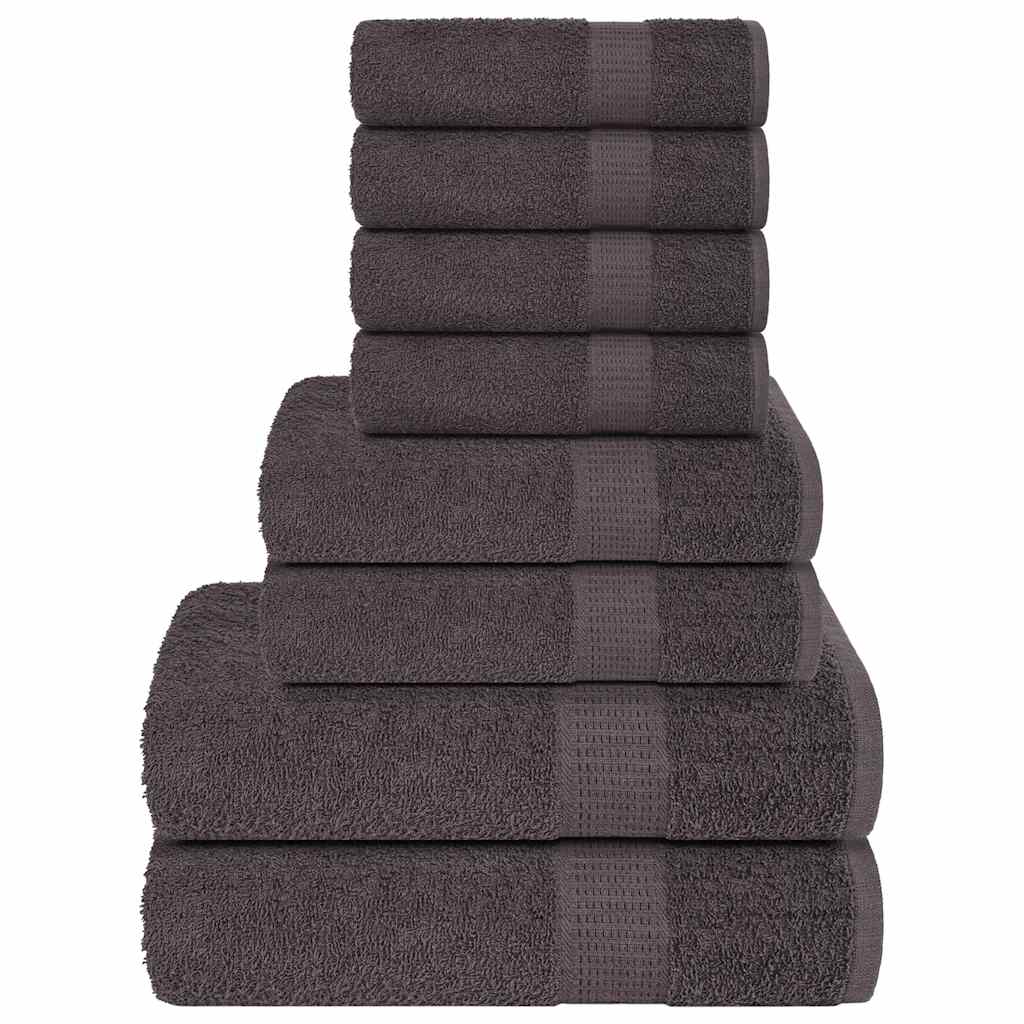 vidaXL 8-delige Handdoekenset 360 g/m² 100% katoen antracietkleurig - Aashly