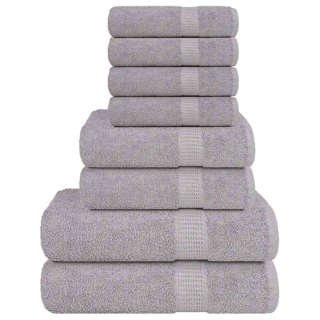 vidaXL 8-delige Handdoekenset 360 g/m² 100% katoen antracietkleurig - Aashly