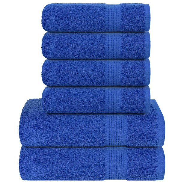 vidaXL 6-delige Handdoekenset 360 g/m² 100% katoen marineblauw - Aashly