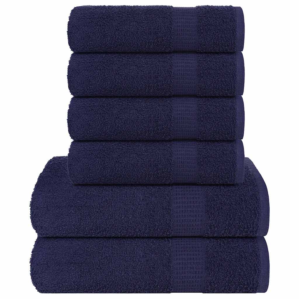 vidaXL 6-delige Handdoekenset 360 g/m² 100% katoen marineblauw - Aashly