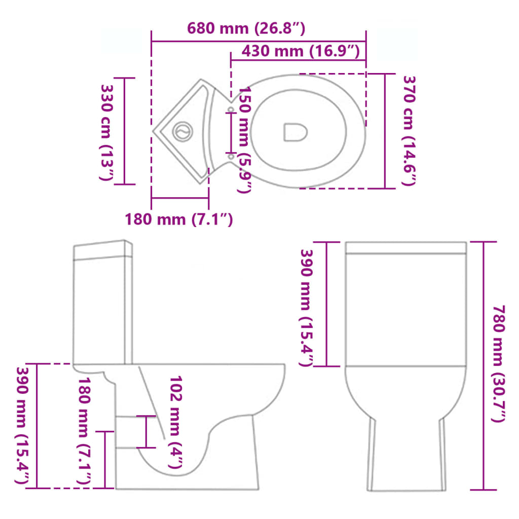 vidaXL Toilet hoekmodel keramisch wit - Aashly