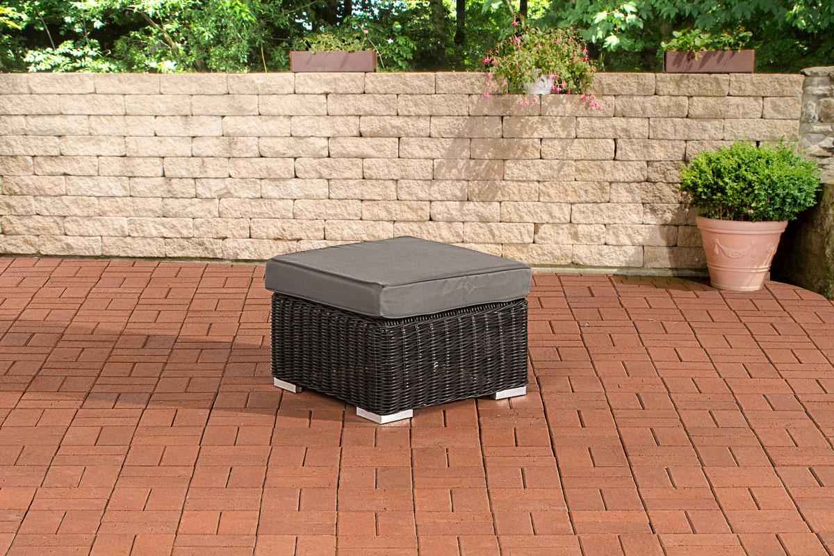 Polyrattan hocker Bilbao / Madeira zwart,ijzerachtig grijs schwarz