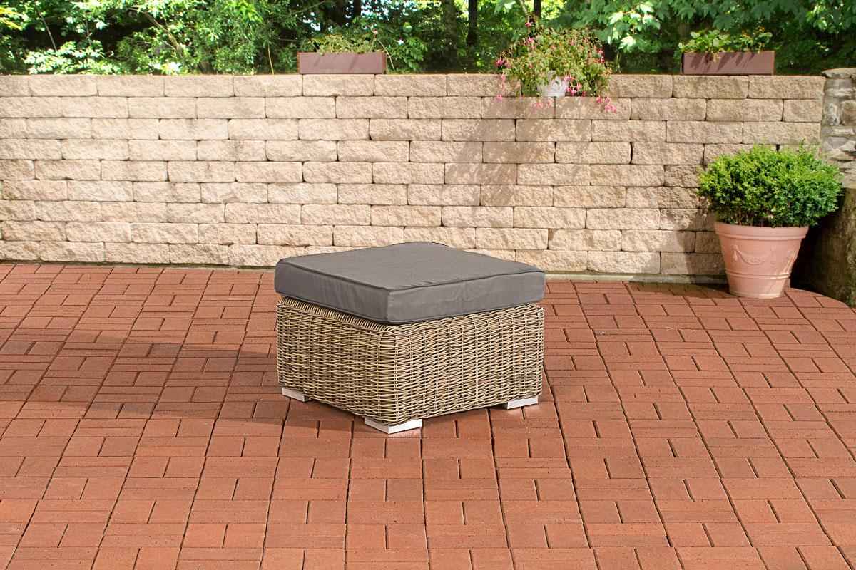 Polyrattan hocker Bilbao / Madeira natura,ijzerachtig grijs natura