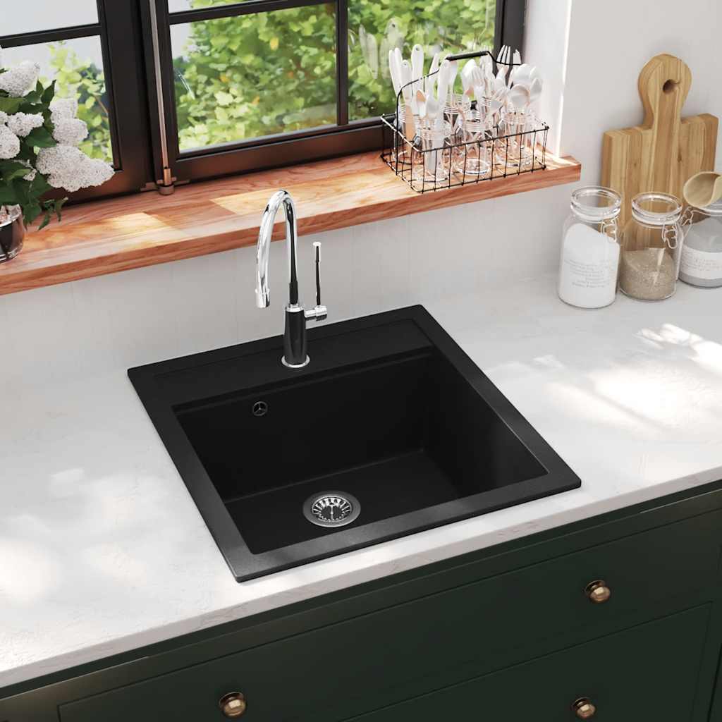 vidaXL Gootsteen enkele bak graniet beige - Aashly