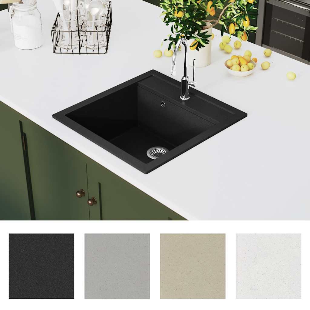 vidaXL Gootsteen enkele bak graniet beige - Aashly