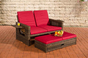 Wicker Loungebank ANCONA 5mm bruin gemeleerd,robijnrood braun-meliert