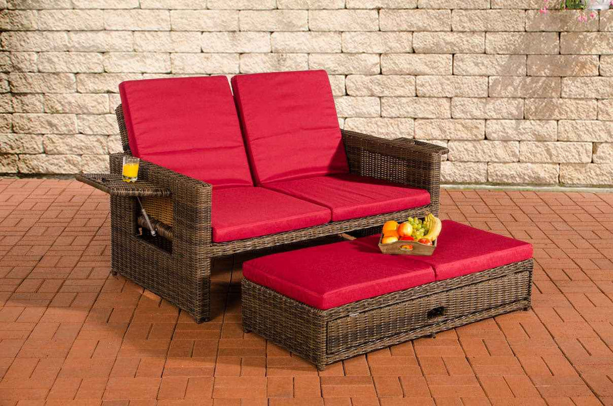 Wicker Loungebank ANCONA 5mm bruin gemeleerd,robijnrood braun-meliert