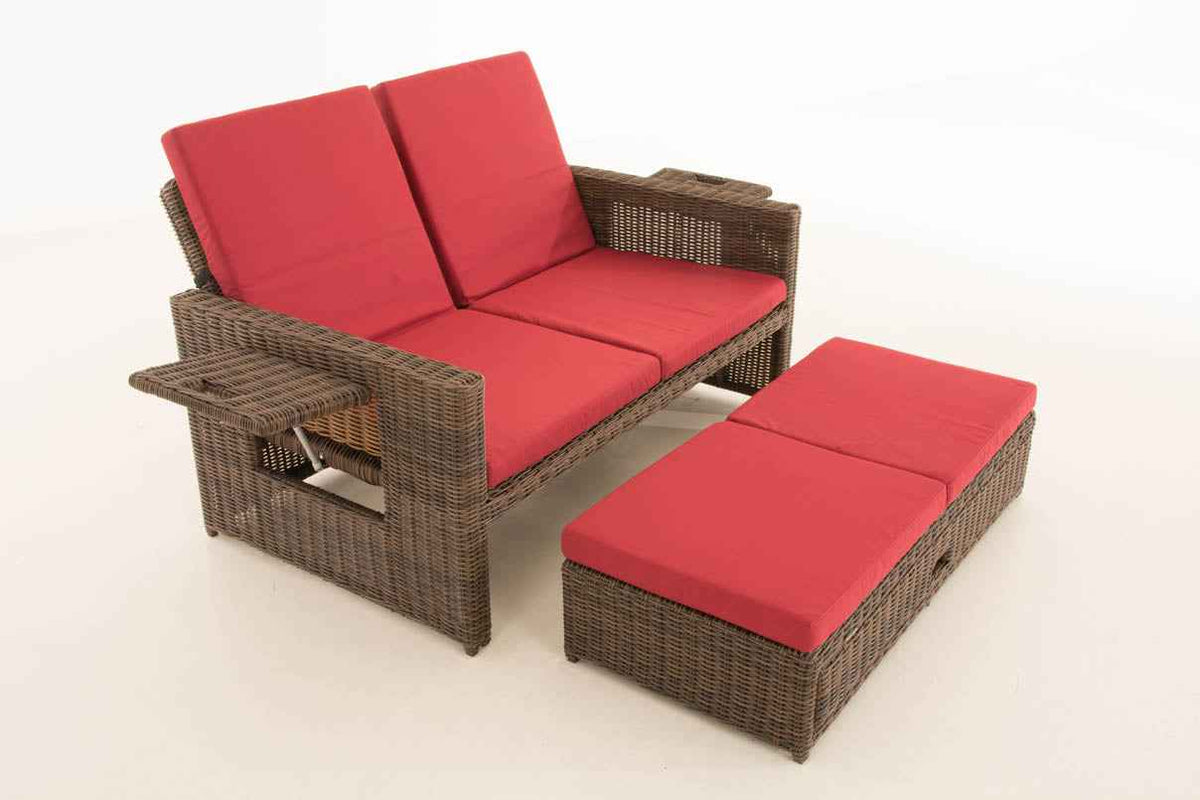 Wicker Loungebank ANCONA 5mm bruin gemeleerd,robijnrood braun-meliert