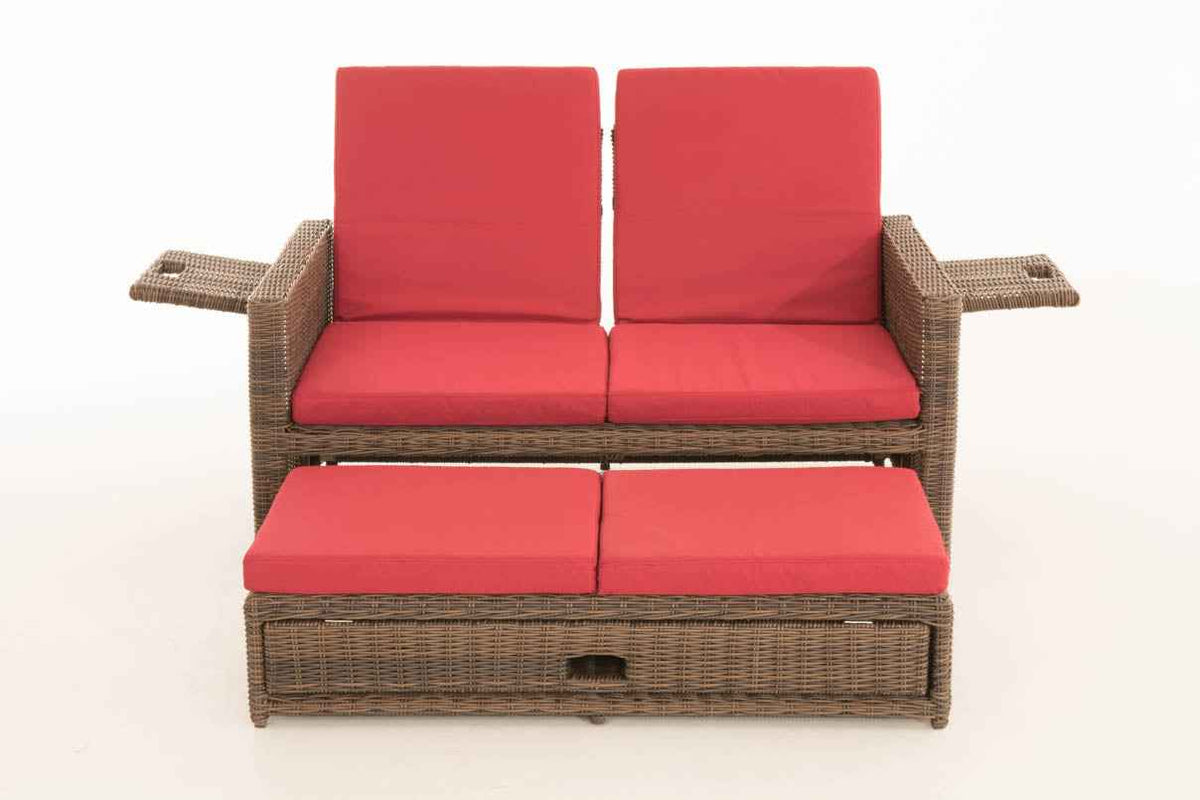 Wicker Loungebank ANCONA 5mm bruin gemeleerd,robijnrood braun-meliert