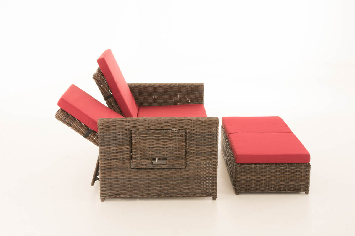 Wicker Loungebank ANCONA 5mm bruin gemeleerd,robijnrood braun-meliert