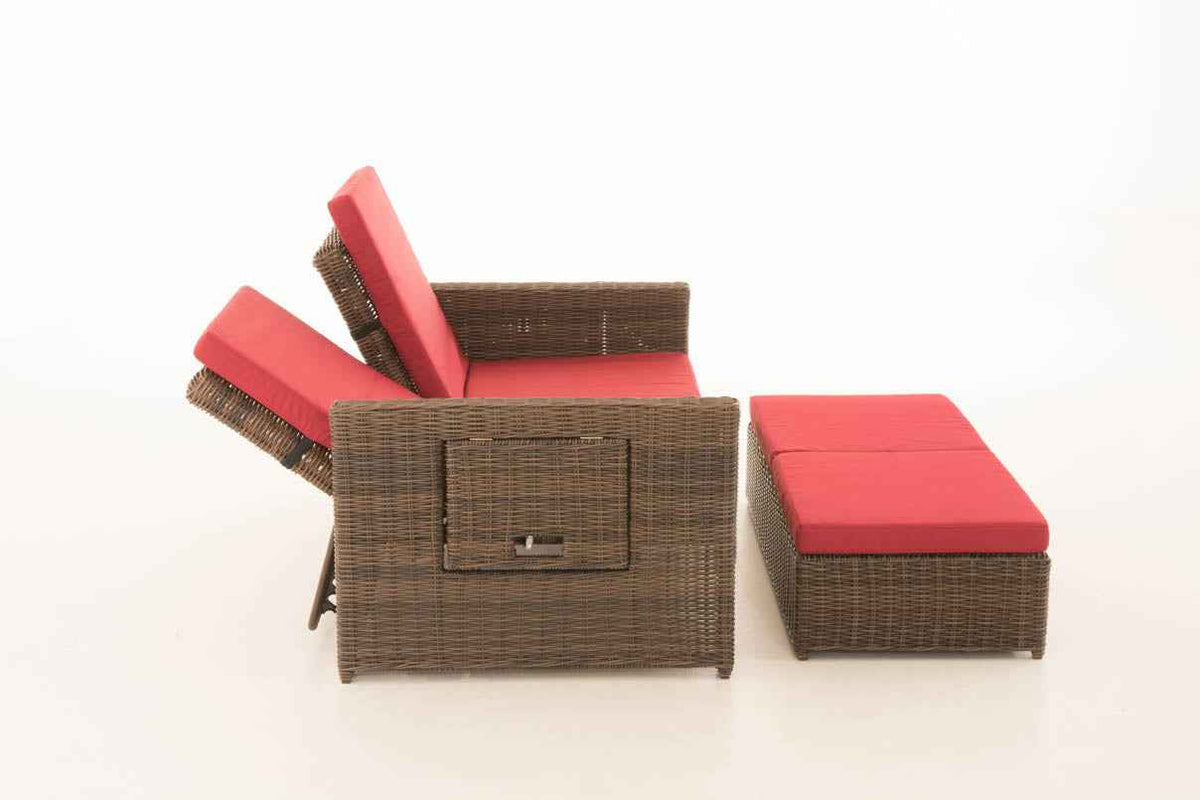 Wicker Loungebank ANCONA 5mm bruin gemeleerd,robijnrood braun-meliert