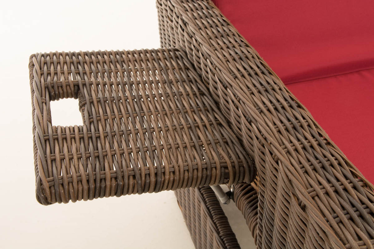 Wicker Loungebank ANCONA 5mm bruin gemeleerd,robijnrood braun-meliert
