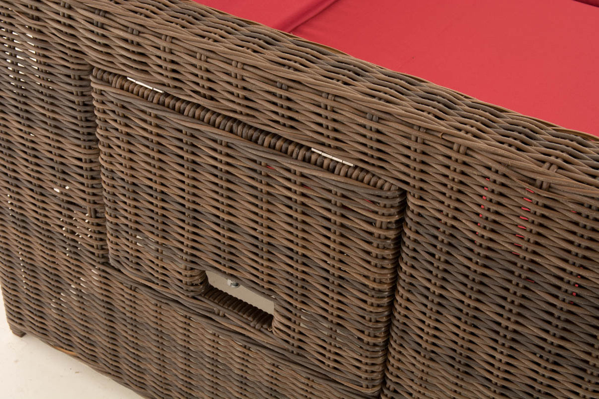 Wicker Loungebank ANCONA 5mm bruin gemeleerd,robijnrood braun-meliert