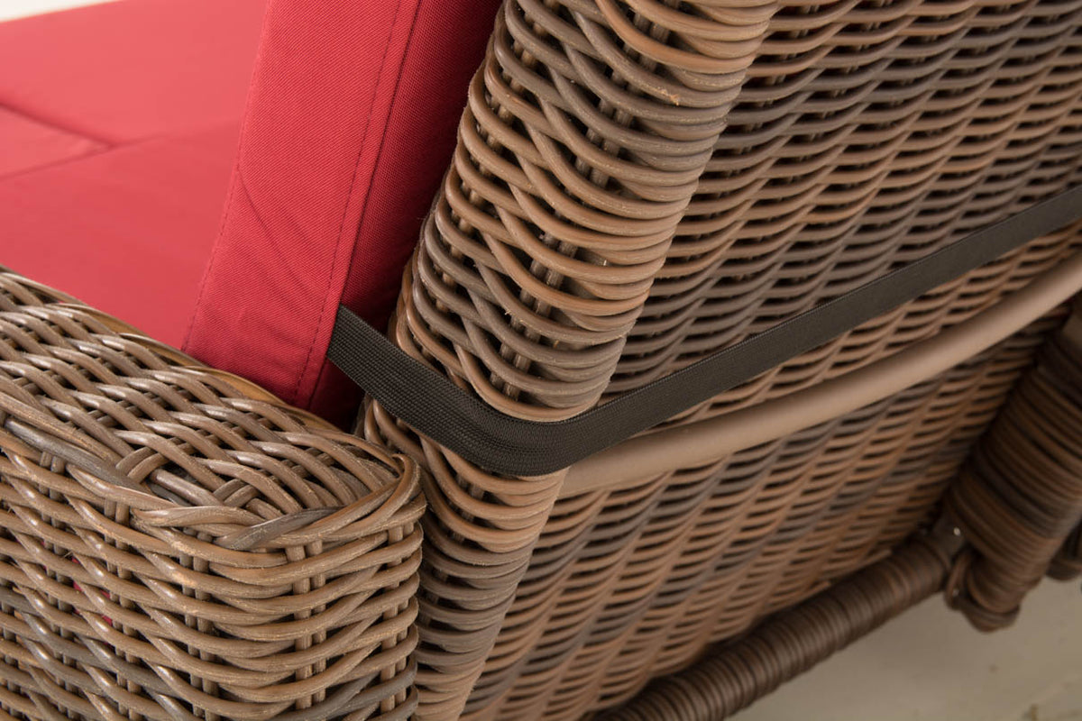 Wicker Loungebank ANCONA 5mm bruin gemeleerd,robijnrood braun-meliert
