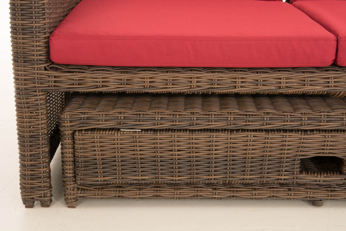 Wicker Loungebank ANCONA 5mm bruin gemeleerd,robijnrood braun-meliert