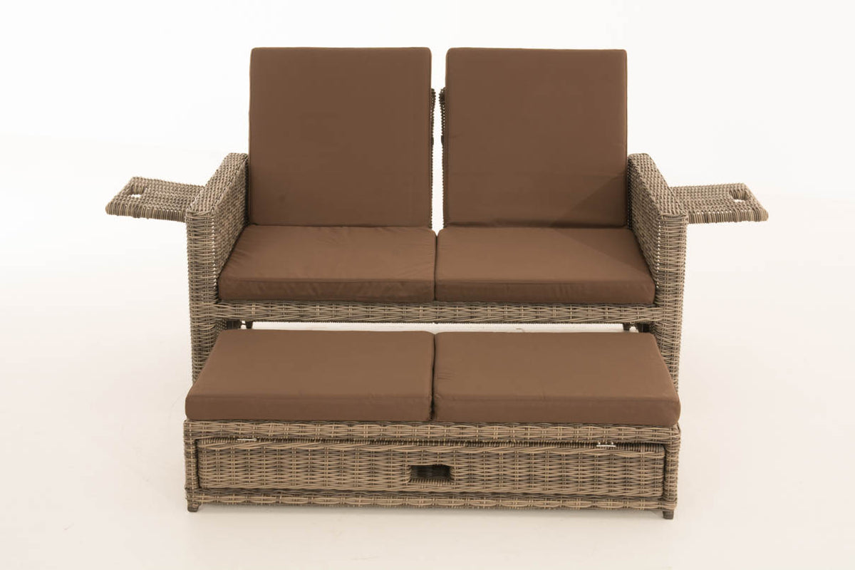 Wicker Loungebank ANCONA 5mm grijs gevlekt,aardsbruin grau-meliert