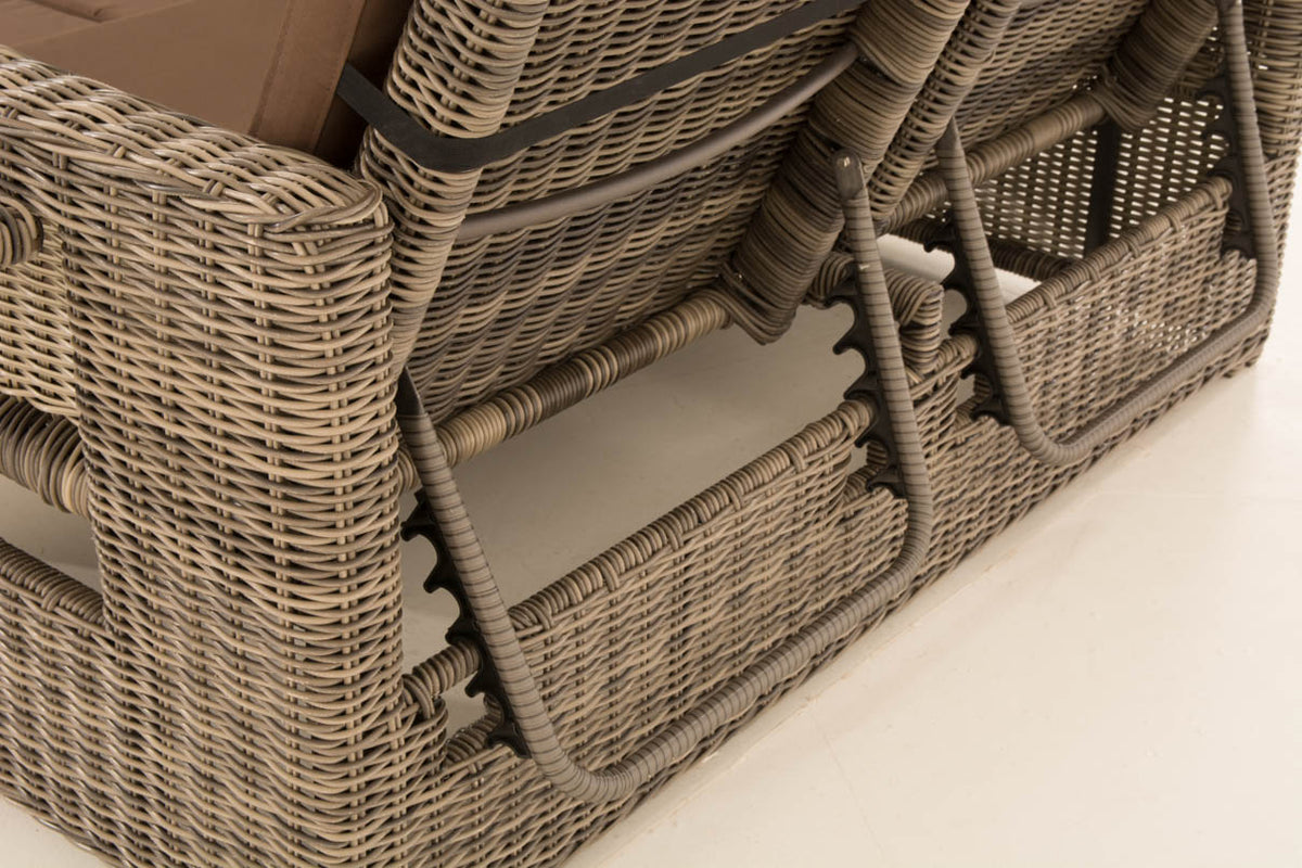 Wicker Loungebank ANCONA 5mm grijs gevlekt,aardsbruin grau-meliert