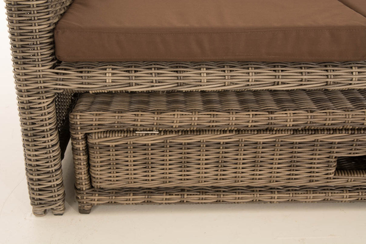 Wicker Loungebank ANCONA 5mm grijs gevlekt,aardsbruin grau-meliert