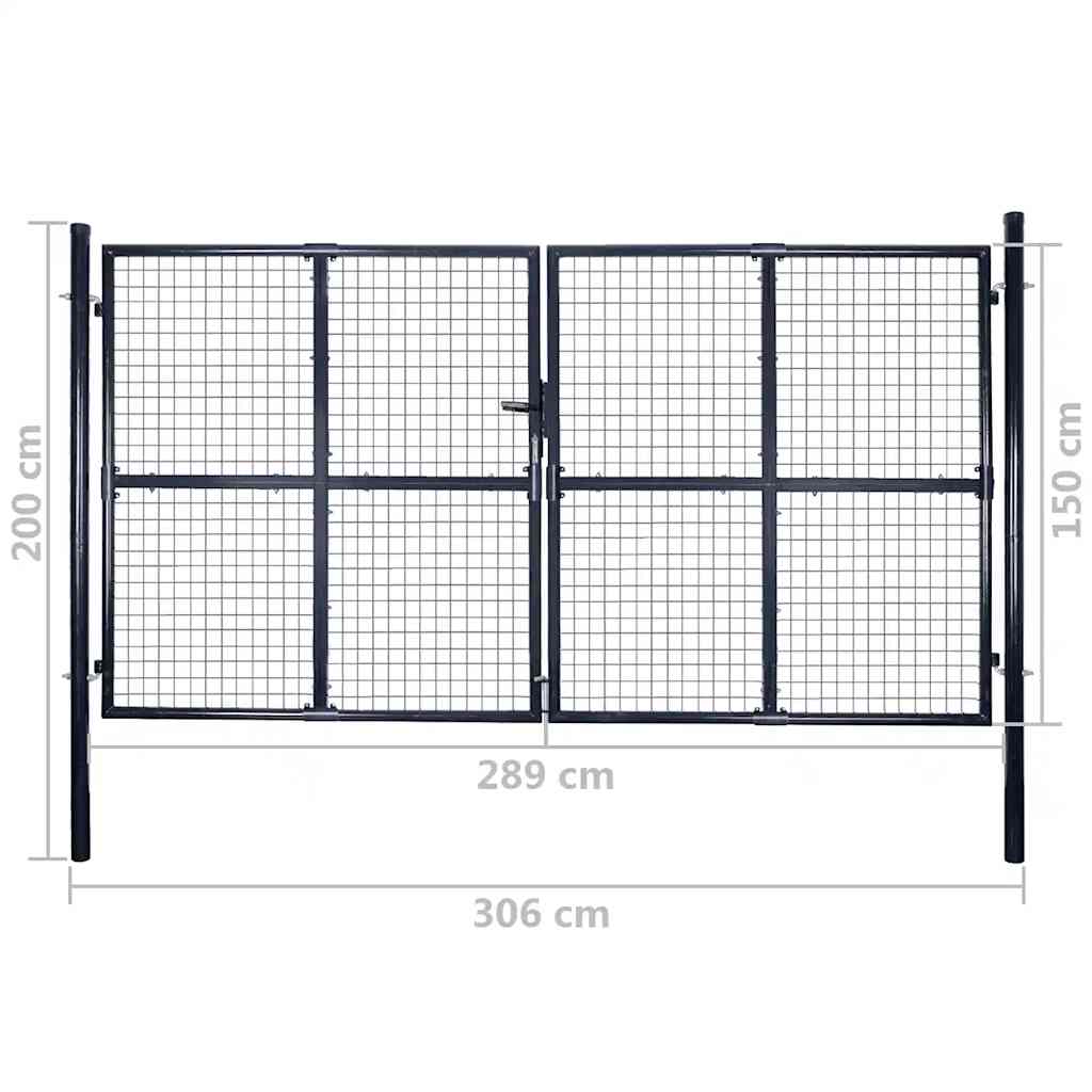 vidaXL Gaaspoort 289x100 cm gegalvaniseerd staal grijs