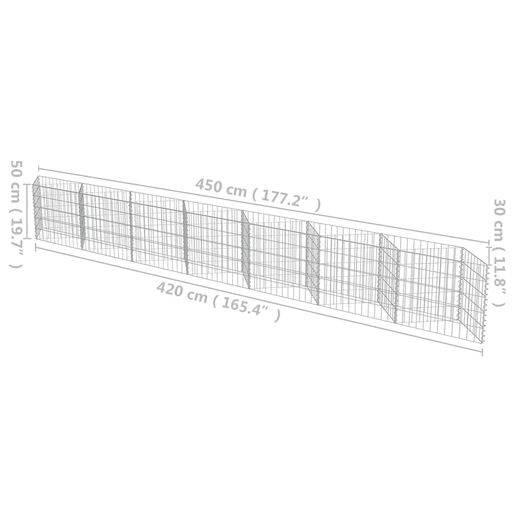 vidaXL Schanskorfmuur 630x30x50 cm gegalvaniseerd staal