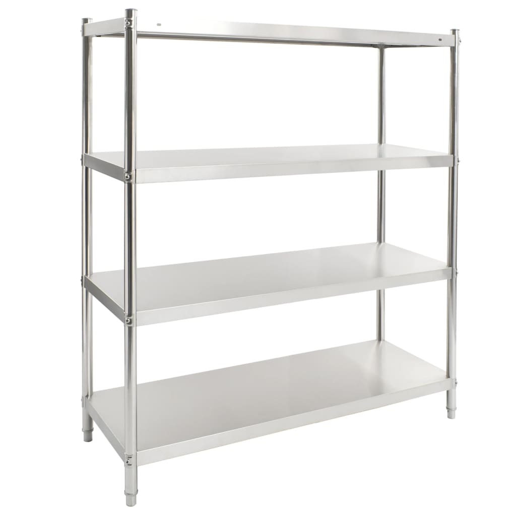 vidaXL Keukenrek 4-laags 150x48x155 cm roestvrij staal