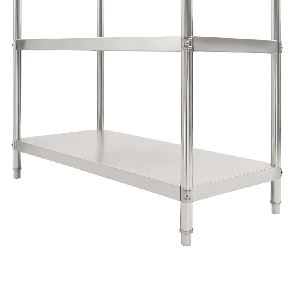 vidaXL Keukenrek 4-laags 150x48x155 cm roestvrij staal