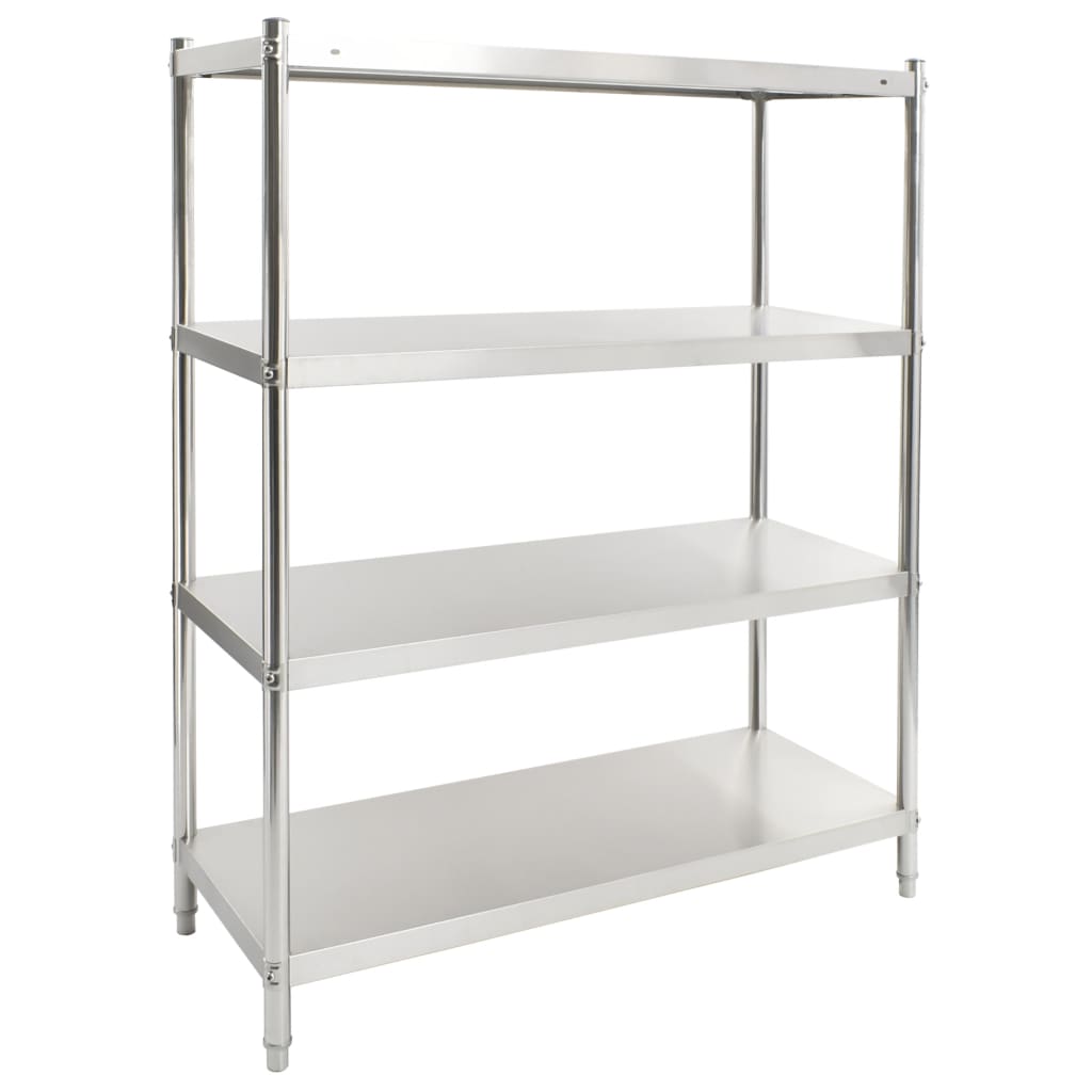 vidaXL Keukenrek 4-laags 150x48x155 cm roestvrij staal