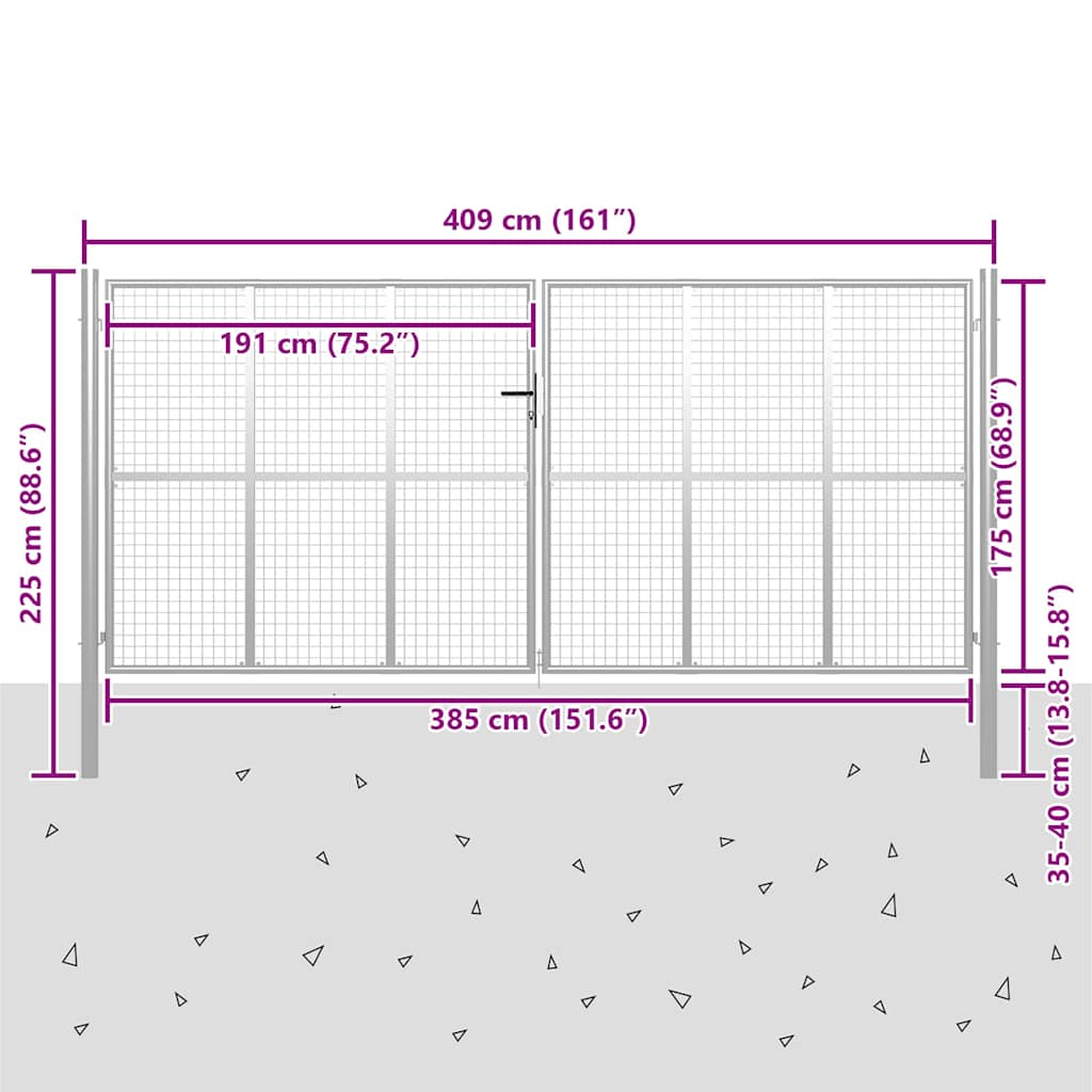 vidaXL Poort 415x200 cm / 400x150 cm mesh