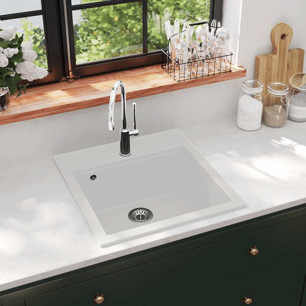 vidaXL Gootsteen enkele bak graniet beige - Aashly