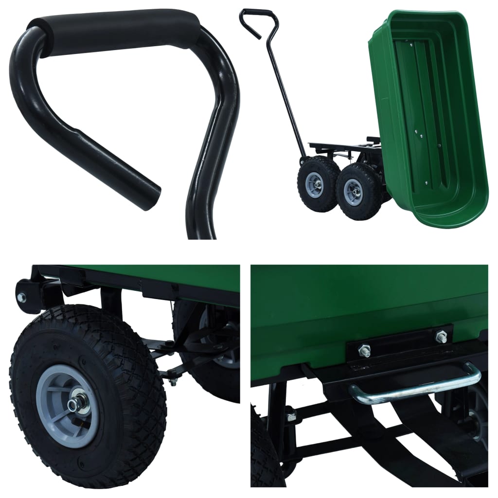 vidaXL Tuinkiepwagen 300 kg 75L groen