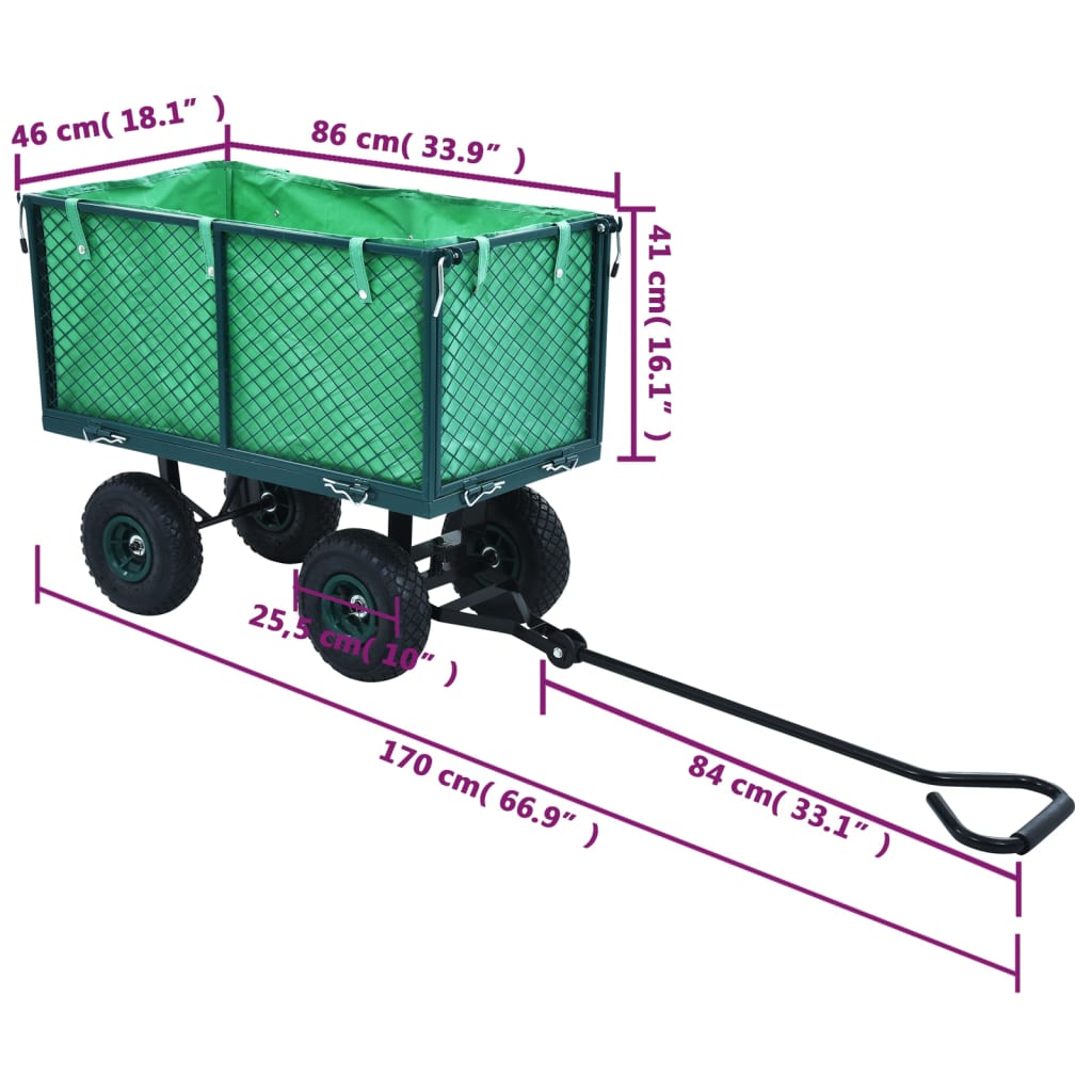 vidaXL Tuinwagen 350 kg zwart
