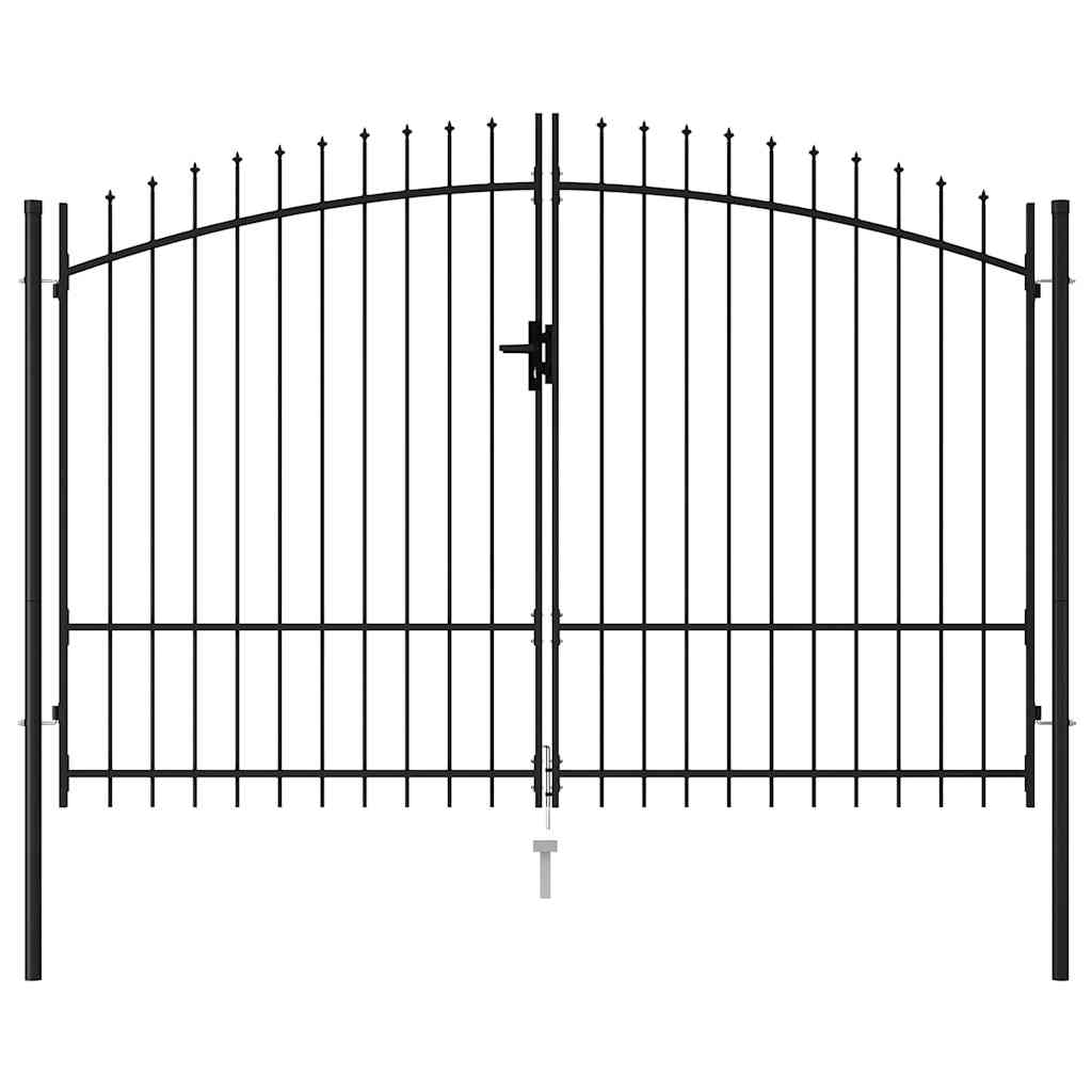 vidaXL Poort met puntige bovenkant dubbel 3x1,75 m staal zwart