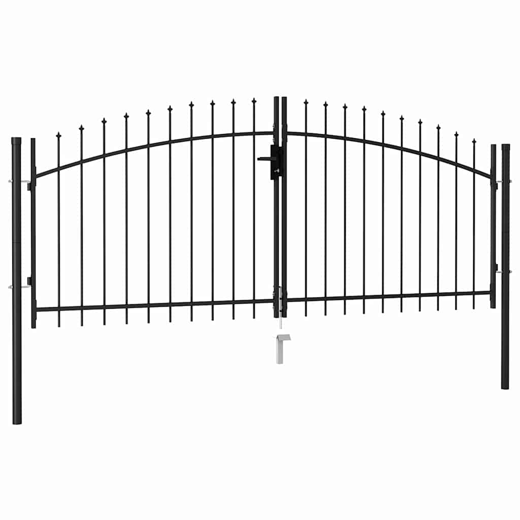 vidaXL Poort met puntige bovenkant dubbel 3x1,75 m staal zwart