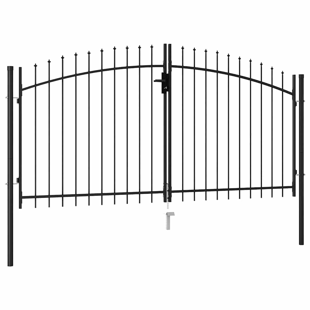 vidaXL Poort met puntige bovenkant dubbel 3x1,75 m staal zwart