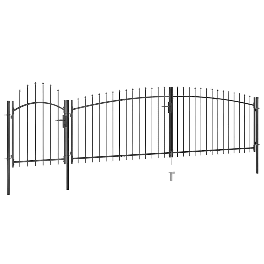 vidaXL Poort met speren bovenkant 5x1,5 m zwart