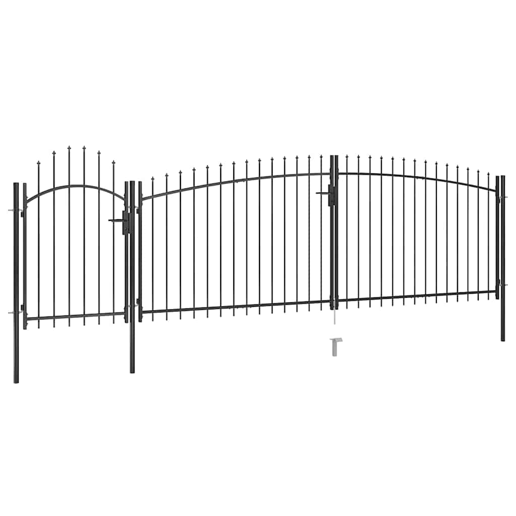 vidaXL Poort met speren bovenkant 5x1,5 m zwart