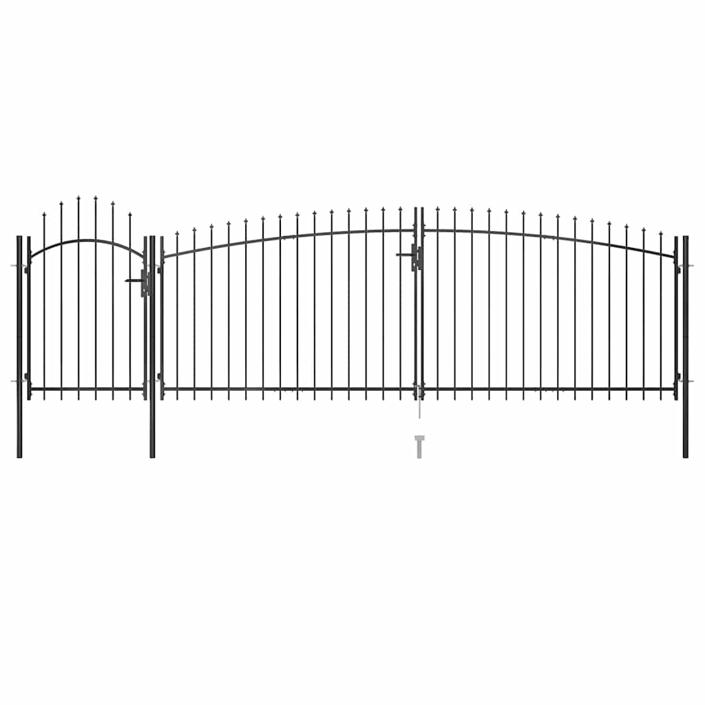 vidaXL Poort met speren bovenkant 5x1,5 m zwart
