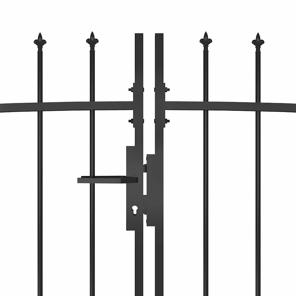 vidaXL Poort met speren bovenkant 5x1,5 m zwart