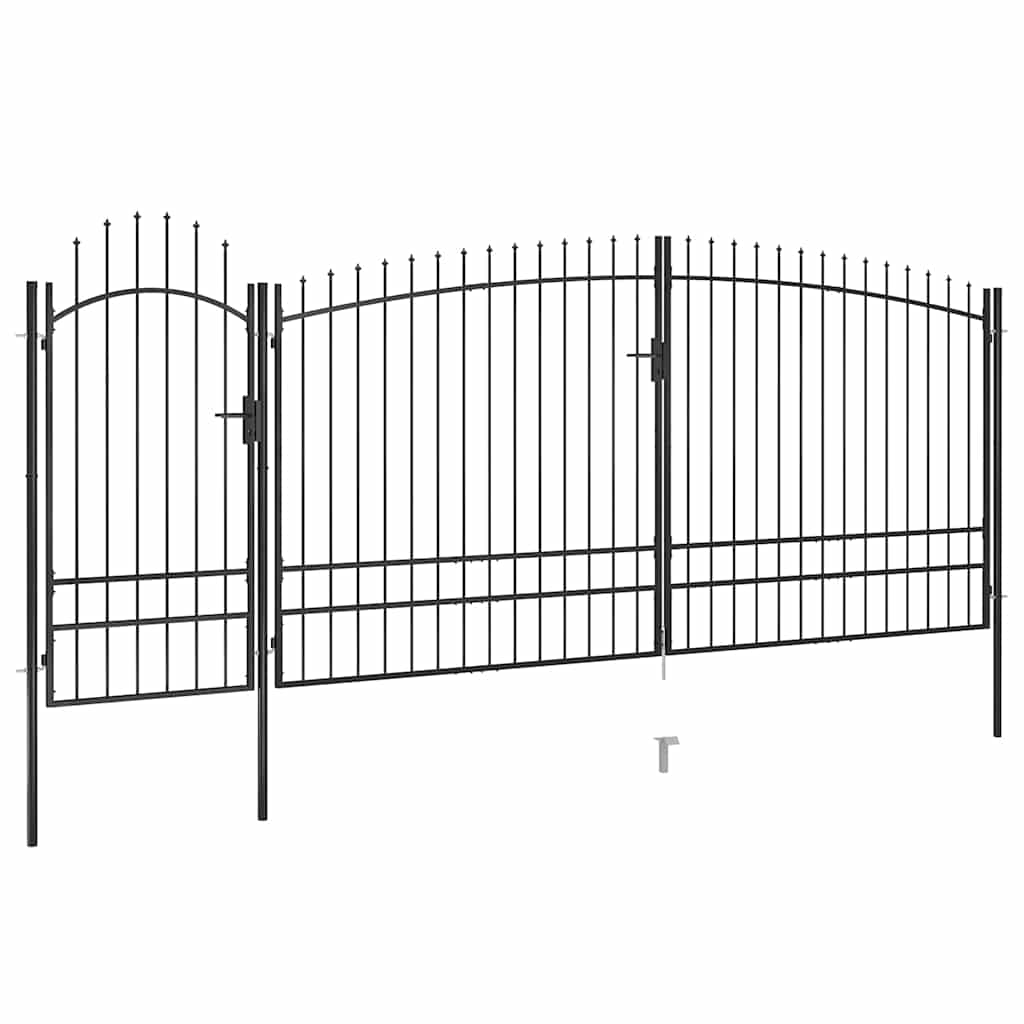 vidaXL Poort met speren bovenkant 5x1,5 m zwart
