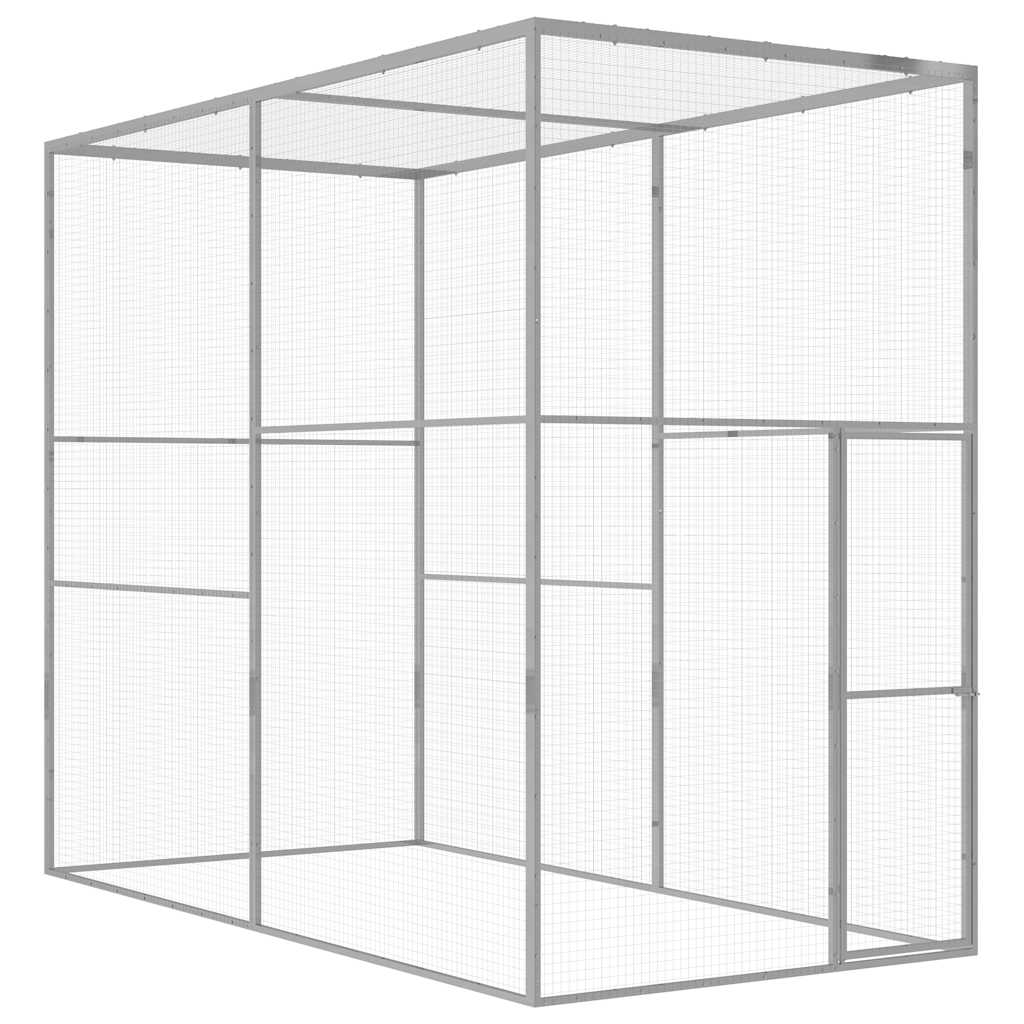 vidaXL Kattenkooi 3x1,5x1,5 m gegalvaniseerd staal - Aashly
