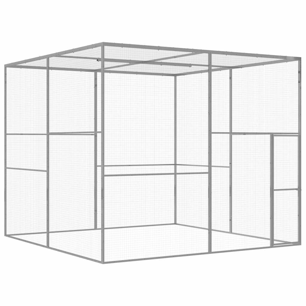 vidaXL Kattenkooi 3x1,5x1,5 m gegalvaniseerd staal - Aashly