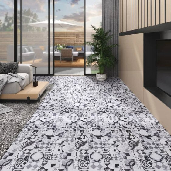 vidaXL Self-adhesive Floor Planks 5.02 m² 2 mm PVC Black and White