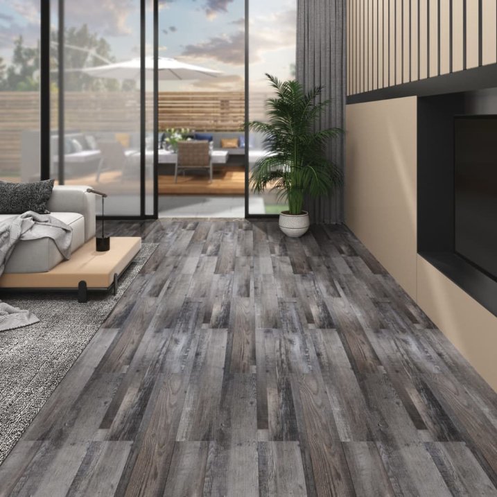 vidaXL Floor Planks Non-Self-Adhesive 5.26 m² 2 mm PVC Dark Grey