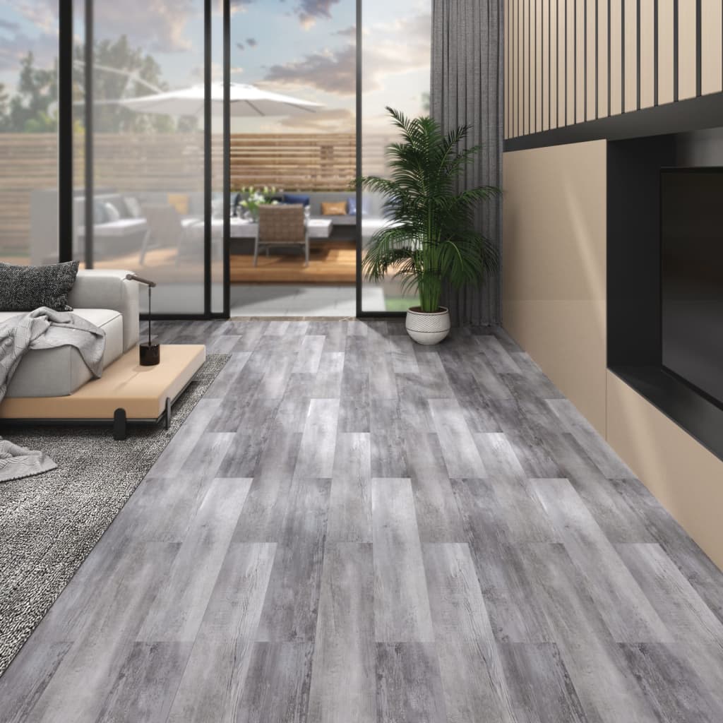 vidaXL Floor Planks Non-Self-Adhesive 5.26 m² 2 mm PVC Dark Grey